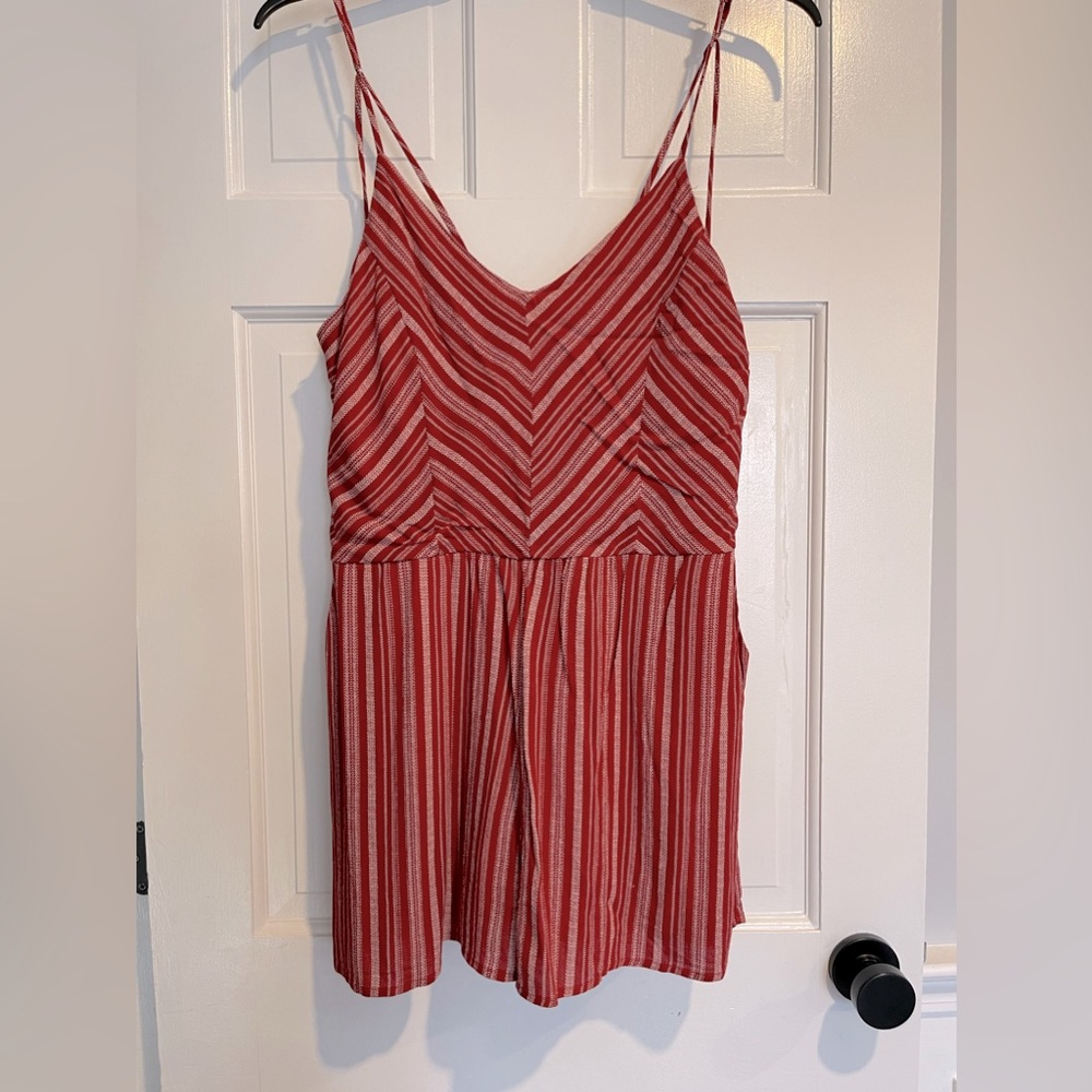 Red striped romper, Size Large, Never worn - Tags still on